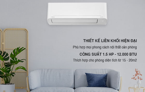 Máy lạnh Toshiba RAS-H13S4KCV2G-V - Thiết kế nguyên khối sang trọng và hiện đại, công suất lạnh 1.5 HP